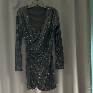 Glamorous Black Sequin Long Sleeve Dress